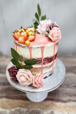 Floral Semi-Naked Birthday Cake